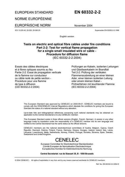 En Tests On Electric And Optical Fibre Cables Under