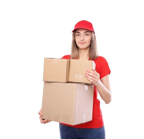 Premium Photo Courier With Boxes