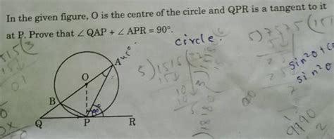 In The Given Figure O Is The Centre Of The Circle And QPR Is A Tangent T