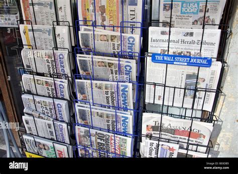 Newspaper Rack Display Outside Newsagents Shop Hounslow London