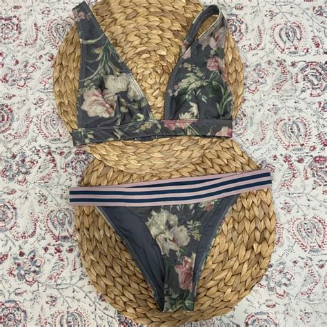 Zimmermann Bikini Set Size Womens Floral Grey S
