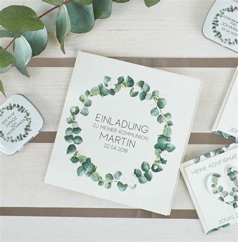 Einladungskarte Konfirmation Kommunion Taufe Eukalyptus Leaves Etsy