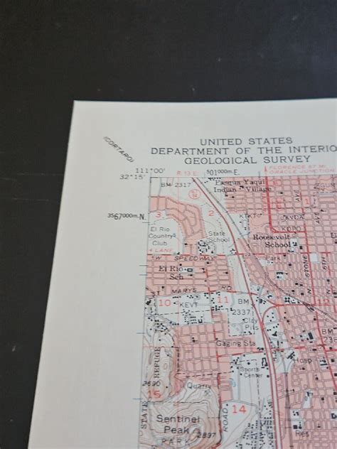 TUCSON ARIZONA ORIGINAL 1957 USGS QUADRANGLE 17X21 FOLDED MAP EXCELLENT