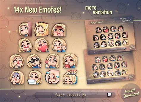 Twitch Blonde Hair Chibi Girl Emotes Brown Eyes Girl Chibi Emotes For Streamers Girl Emotes