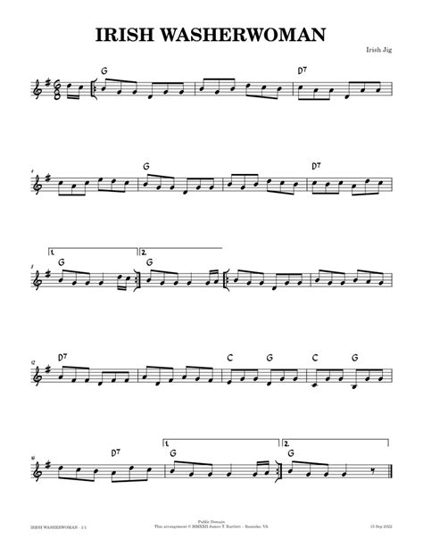 Irish Washerwoman Lead Sheet Irish Jig Sheet Music For Piano Solo