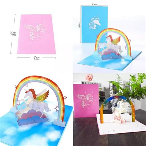 Jual Kartu Pop Up Kartu D Kartu Ucapan Pegasus Unicorn Hadiah Unik Di