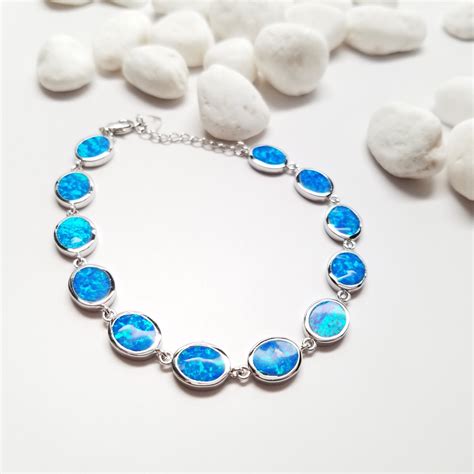 Opal Bracelet Blue Opal Bracelet Fire Opal Bracelet Cuff