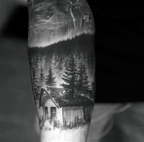 40 Log Cabin Tattoo Designs For Men - Dwelling Ink Ideas