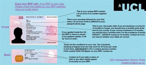 Biometric Residence Permit Students Ucl University College London