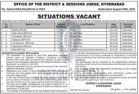 District And Session Judge Office Latest Jobs Advertisement Image ...