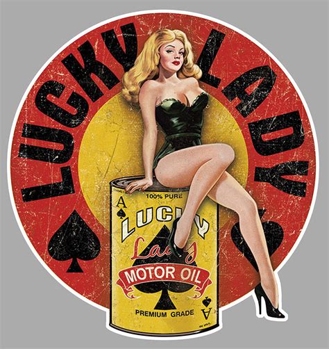 Pinup Motor Oil Vintage Autocollant Sticker 27cmx25cm Auto Moto Pc005