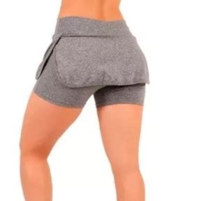 Kit Shorts Saia Feminina Cintura Alta Tapa Bumbum Fitness Academia