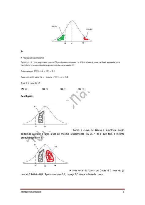 Distribuição normal curva de gauss exercícios resolvidos PDF