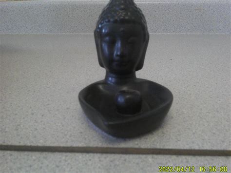 Ceramic Buddha Incense Holder Black Bid Flag