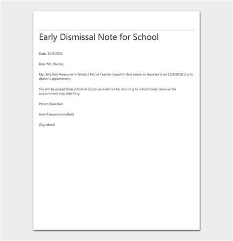 Early Dismissal Note How To Write Tips And Examples