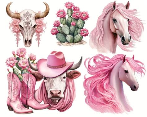 Western Pink Cowgirls Clipart Bundle: Melanin Graphics, Cowgirl Hat ...