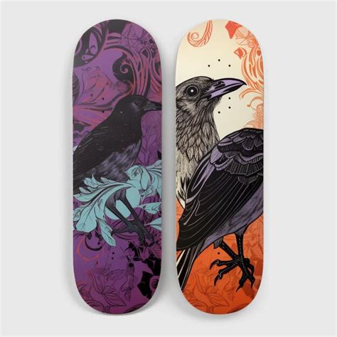 Premium Ai Image A Pair Of Skateboards With A Black Crow On The Front