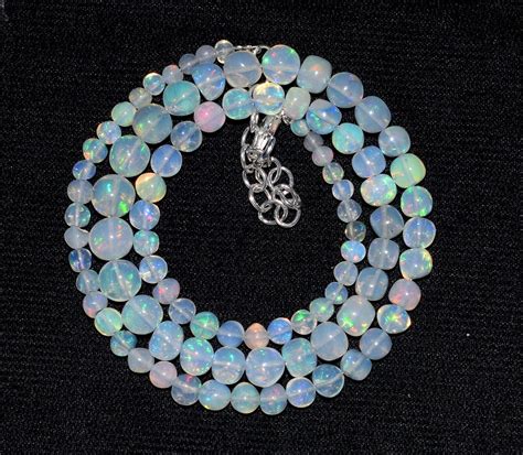 16 Natural Ethiopian Opal Wello Fire Opal Gemstone Beads Necklace