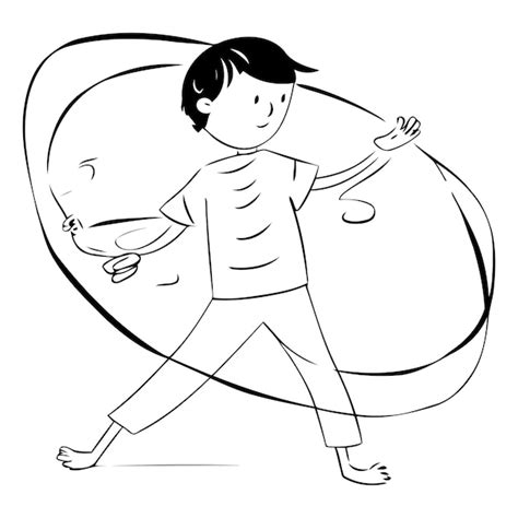 Premium Vector | Illustration of a boy playing badminton sketch for ...