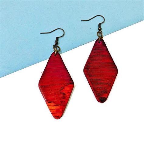 Rustic Burnt Orange Statement Earrings For Autumn Fall Etsy Large