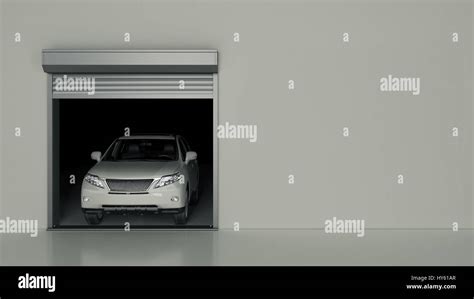 Garage With Opened Roller Door D Rendering Stock Photo Alamy