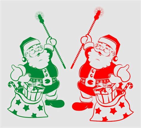 Premium Vector | Silhouette of santa claus with bag