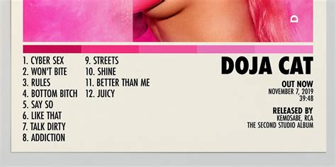 Doja Cat Poster Hot Pink Poster Doja Cat Hot Pink Tracklist Sold By Emily Allen SKU