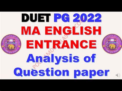 Duet Ma English Entrance Question Paper Analysis By Poonam Dua