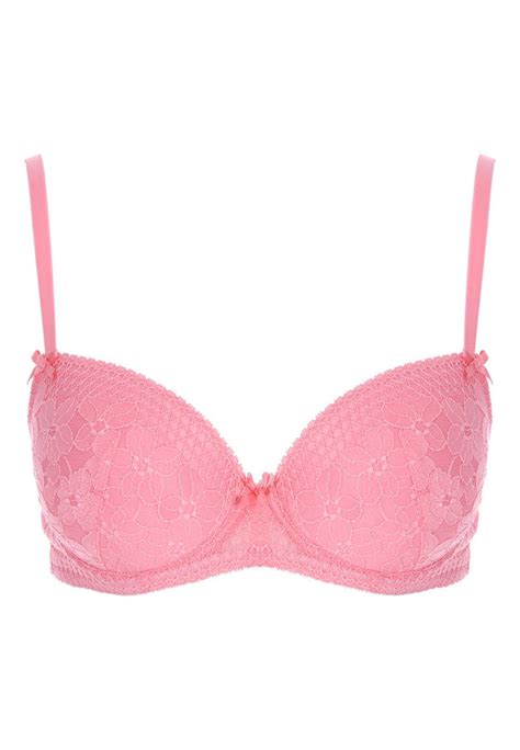 Womens Coral Pink Lace Balcony Bra Peacocks