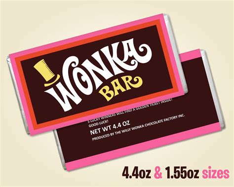 Printable Wonka Bar Wrapper Classic - Etsy