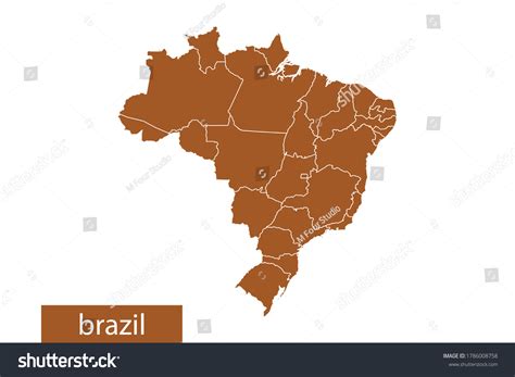 Brazil Map High Detailed On White Stock Vector Royalty Free