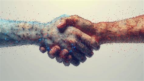 A Handshake Is Shown Here In A Low Poly Wireframe With A Gesture Hand