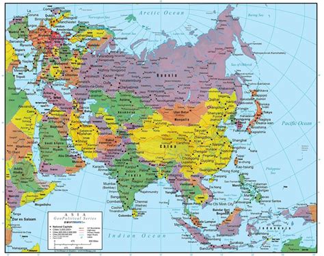 Swiftmaps Asia Wall Map Geopolitical Edition X Laminated Asia