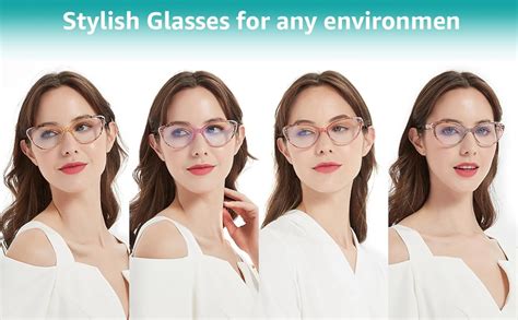 Reading Glasses Blue Light Blocking For Women 4 Pack Floral Pattern Cat Eye Stylish