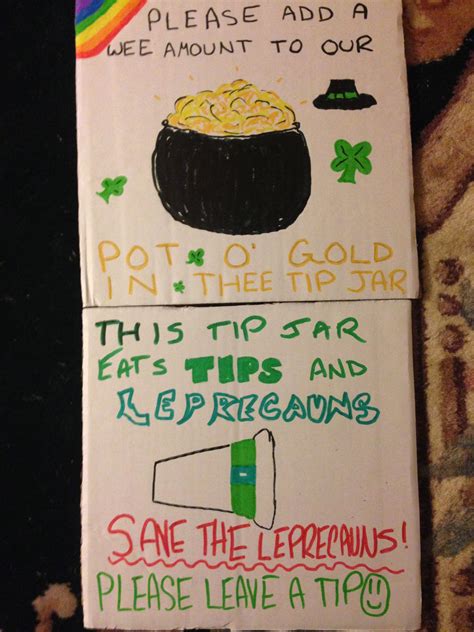 Tip jar signs for St. Patrick's Day! Tip Jars, St Pattys, Wee ...