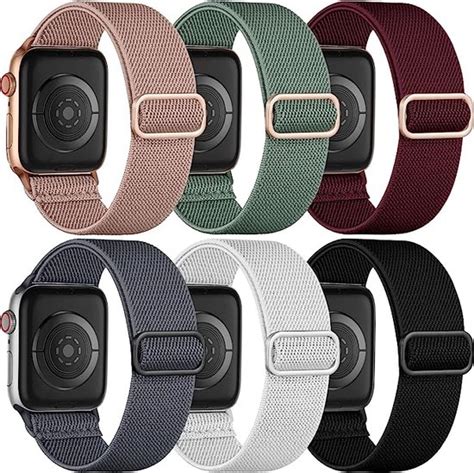 Set Van 6 Geweven Sportbandje Geschikt Voor Apple Watch Bandje 40 Mm 41