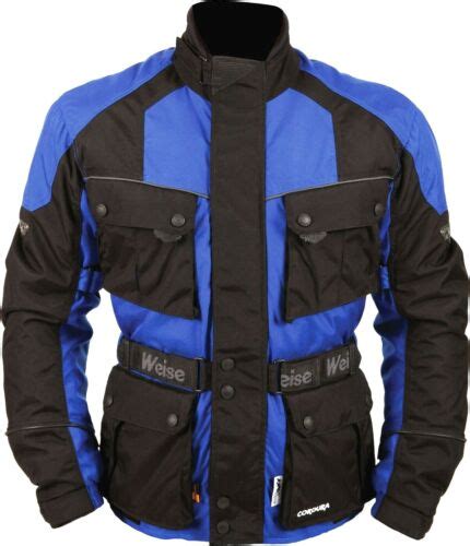 Weise Dynastar Mens Black Blue Waterproof Textile Motorcycle Jacket