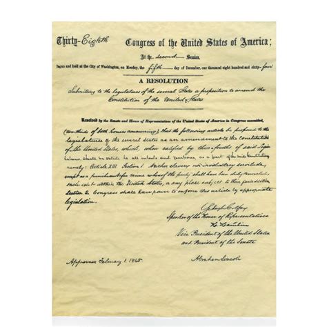 13th Amendment Abolition of Slavery Historical Document Replica