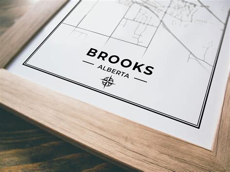 Brooks Map Print Map of Brooks Alberta Black & White | Etsy