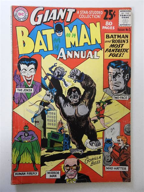 Batman Annual 3 1962 VG Condition Moisture Stain Ink Fc Comic