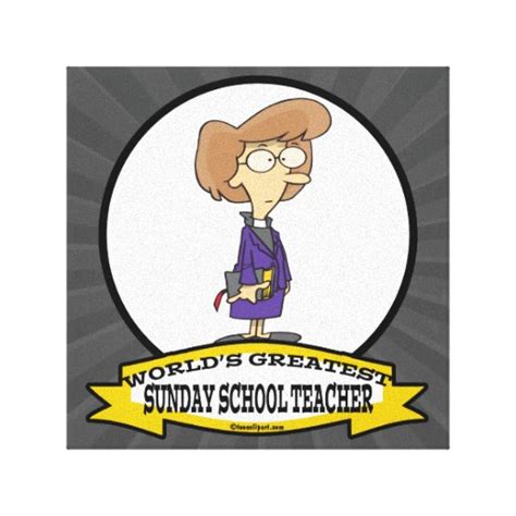 Worlds Greatest Sunday School Teacher Cartoon Canvas Print Zazzle