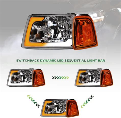 Switchback Faros Delanteros Led Secuenciales Con Carcasa Cromada Con