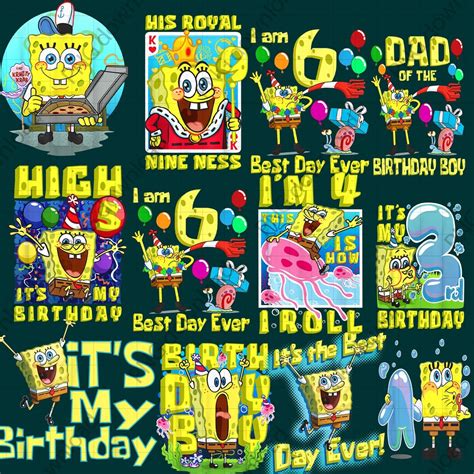 It My Birthday Png Birthday Spongebob Png Bundle Sponge Etsy