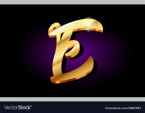 E alphabet letter golden 3d logo icon design Vector Image