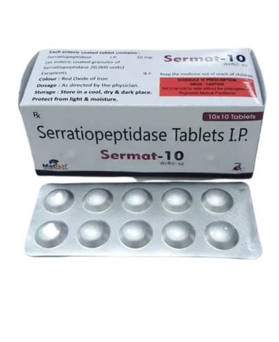 Serratiopeptidase Tablet Ip Pack Of 10x10 Tablets General Medicines At