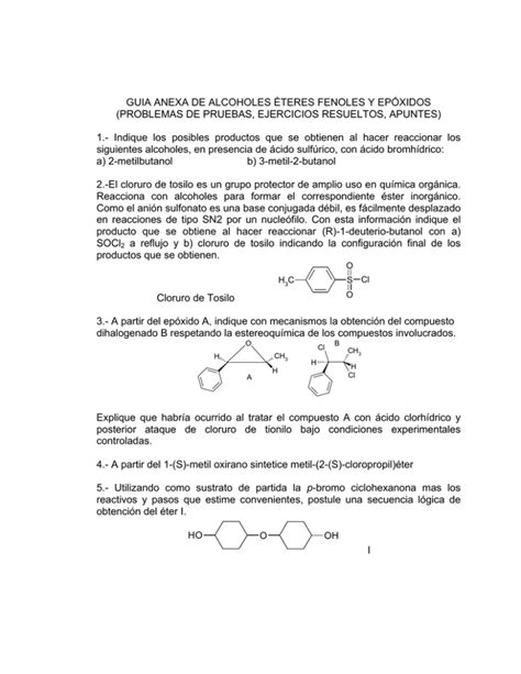 GUIA ANEXA DE ALCOHOLES ÉTERES FENOLES Y EPÓXIDOS