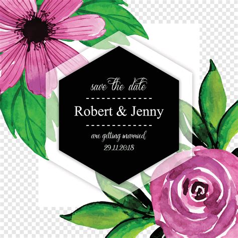 Watercolor Floral Wedding Invitation Card Png PNGEgg