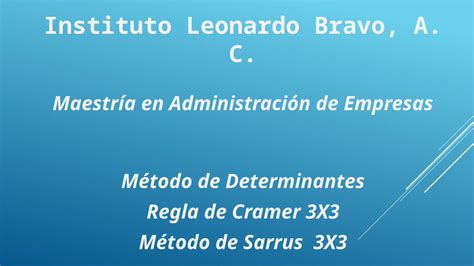 PPTX método de determinantes cramer y sarrus 3x3 DOKUMEN TIPS