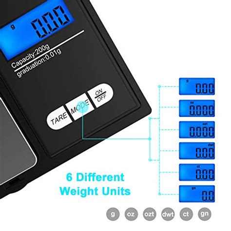 Ascher Digital Pocket Scale 200g 0 01g Mini Scale 6 Units LCD Backlit