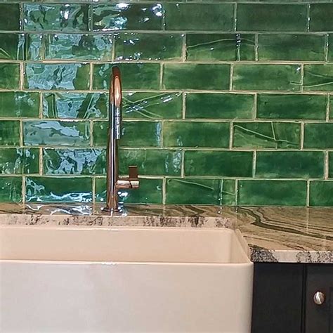 3 x 8 Subway Tile Emerald Green - Handmade by Black Rock Studio